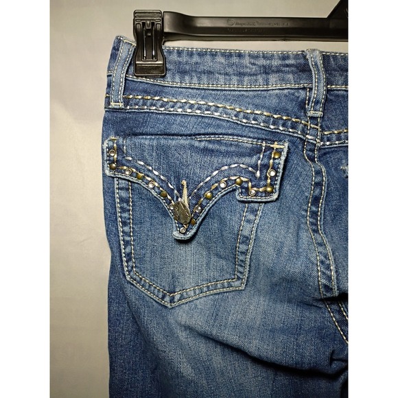 Wrangler Rock 47 Jeans Women 3/4 30x34 Bootcut Low Rise Y2K Cowgirl Rhinestones - Picture 7 of 10
